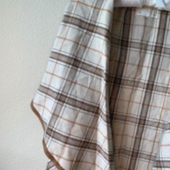 Altar'd State Cream and Brown Plaid Waterfall Vest - Small - Tan Trim Sleeveless - Picture 4 of 8